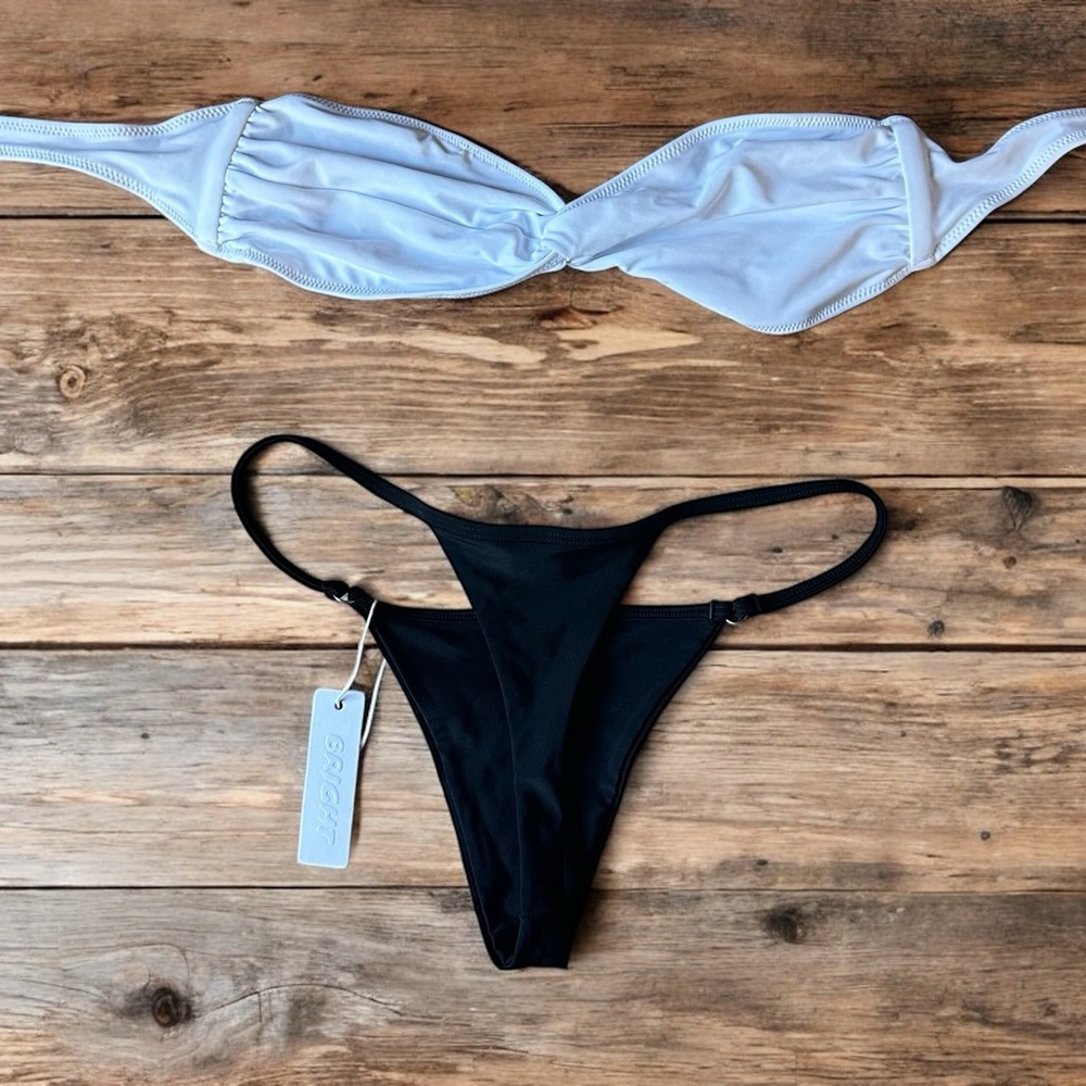 Twist Top and Thong Bottom Swimsuit Set